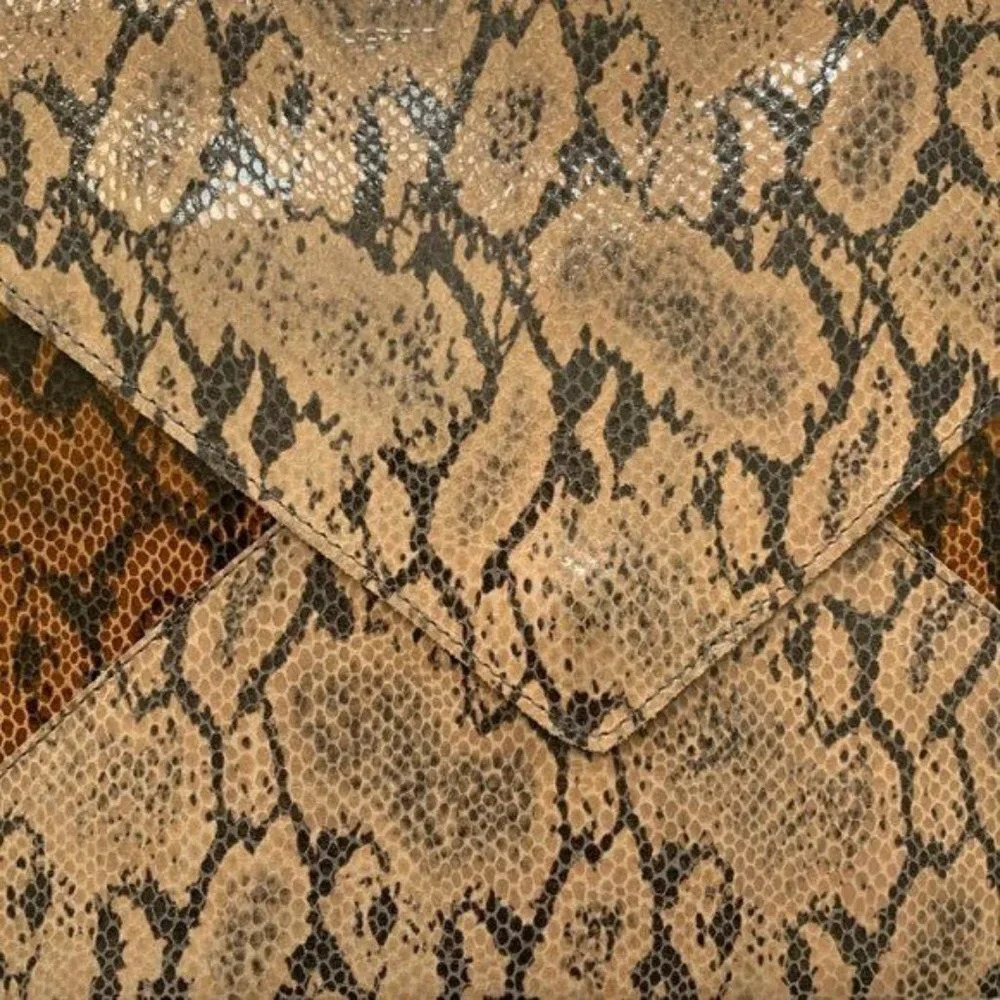 Lalla Marrakech Snake Printed Leather Envelope Clutch - Picture 3 of 5